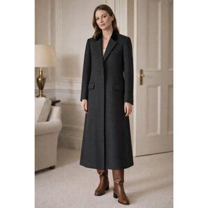 J. Crew Overcoat Womens Size 12 Grey Velvet Collar Equestrian Winter Coat